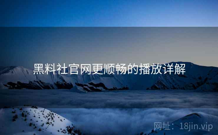 黑料社官网更顺畅的播放详解