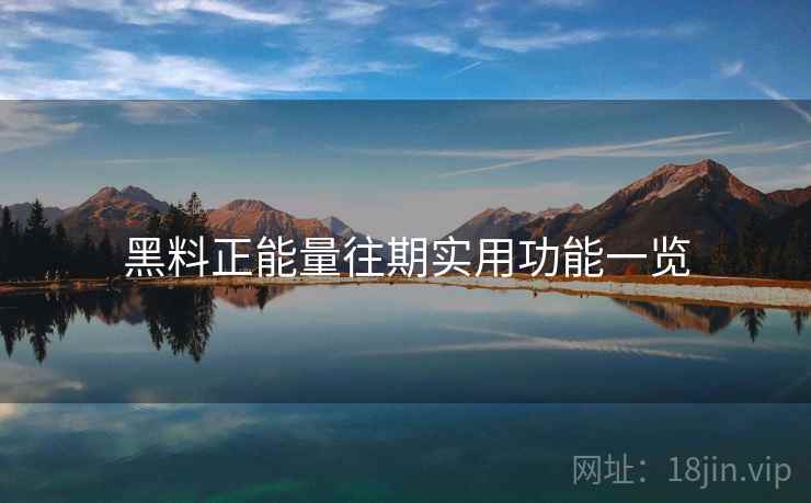黑料正能量往期实用功能一览